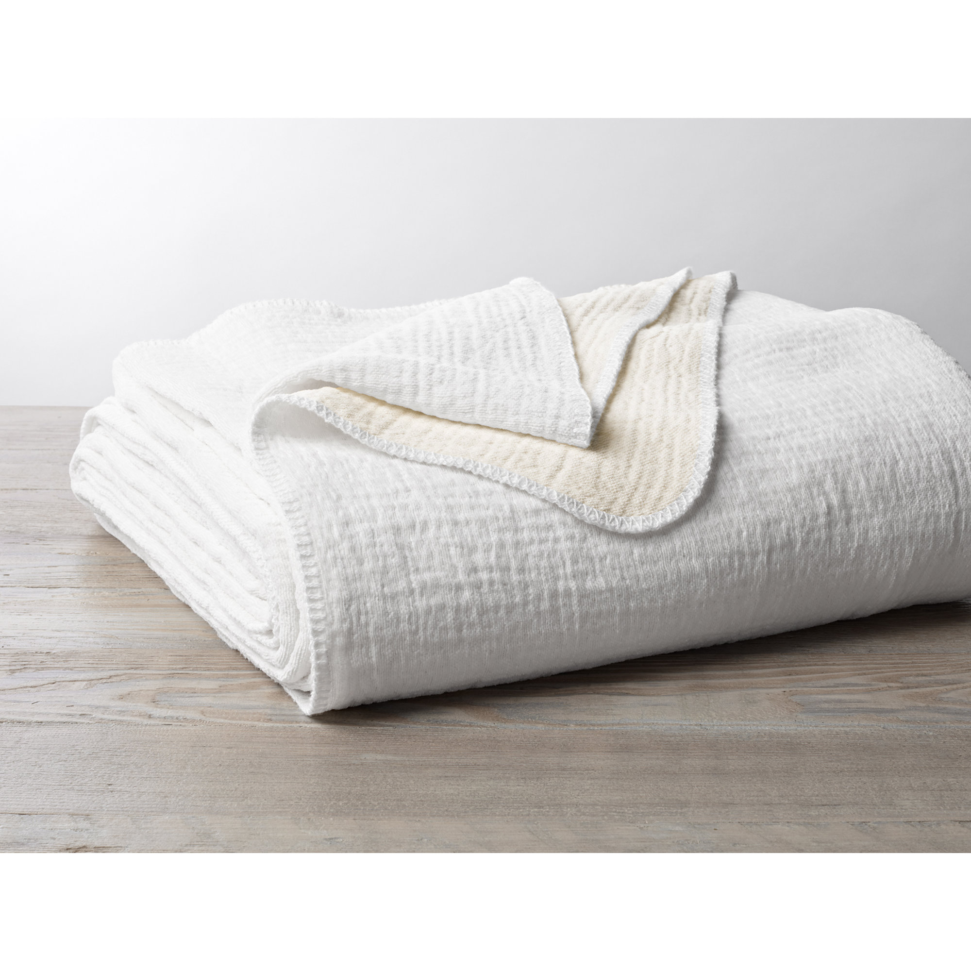 Cozy Cotton Hand Woven Throw Blanket, King, Alpine White