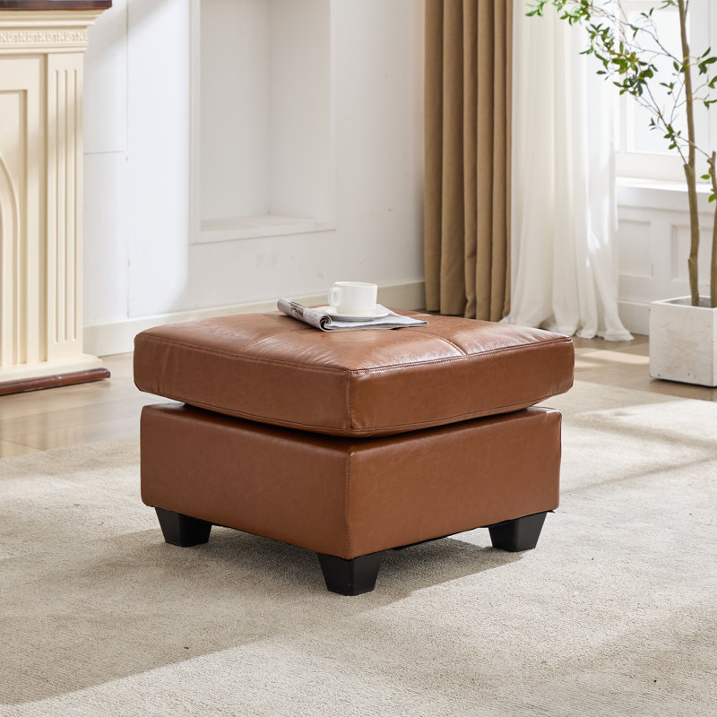 Faux Leather Ottomans, Brown