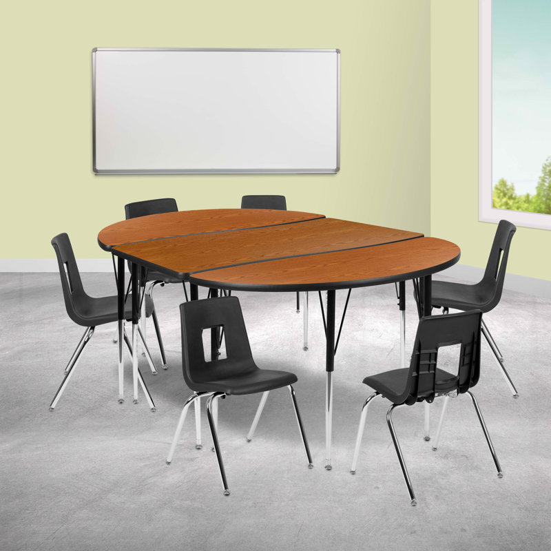 Ensemble de tables d'activités flexibles Goddard, L 47,5 po x P 76 po x H 21,25 po à 30,25 po, Chêne