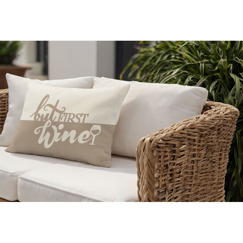 Davey Outdoor Reversible Throw Pillow, 18"H x 25"W, Beige