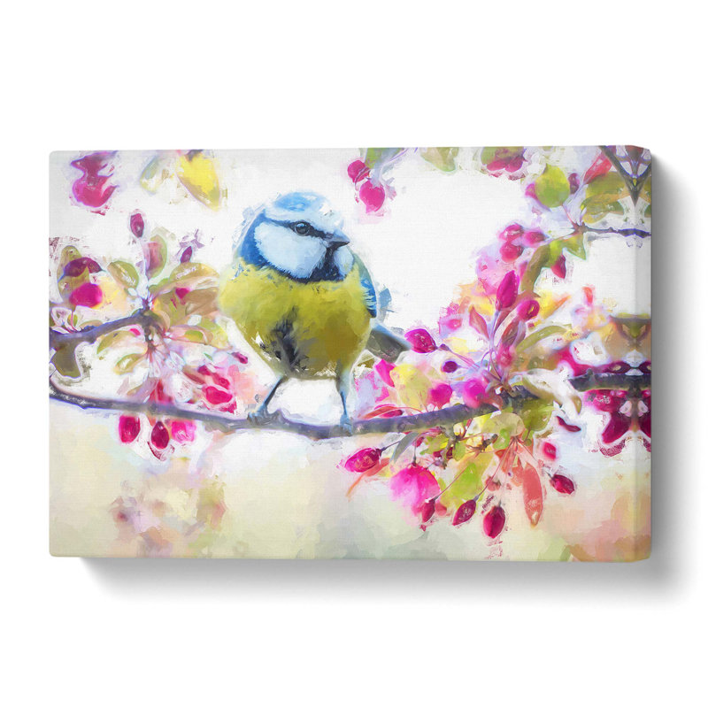 Blue Tit Bird in Spring - Wrapped Canvas, 50.8 cm H x 35.6 cm W