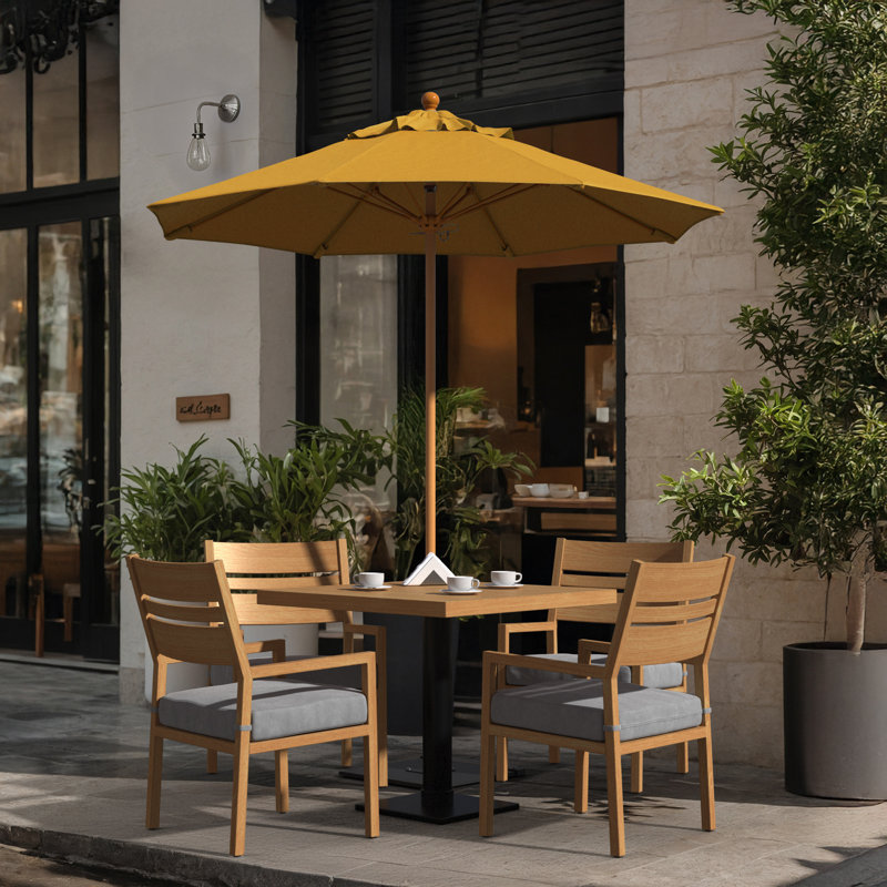 Parasol en bois de teck 7,5 pi, 96" H x 85" W x 85" D, Yellow