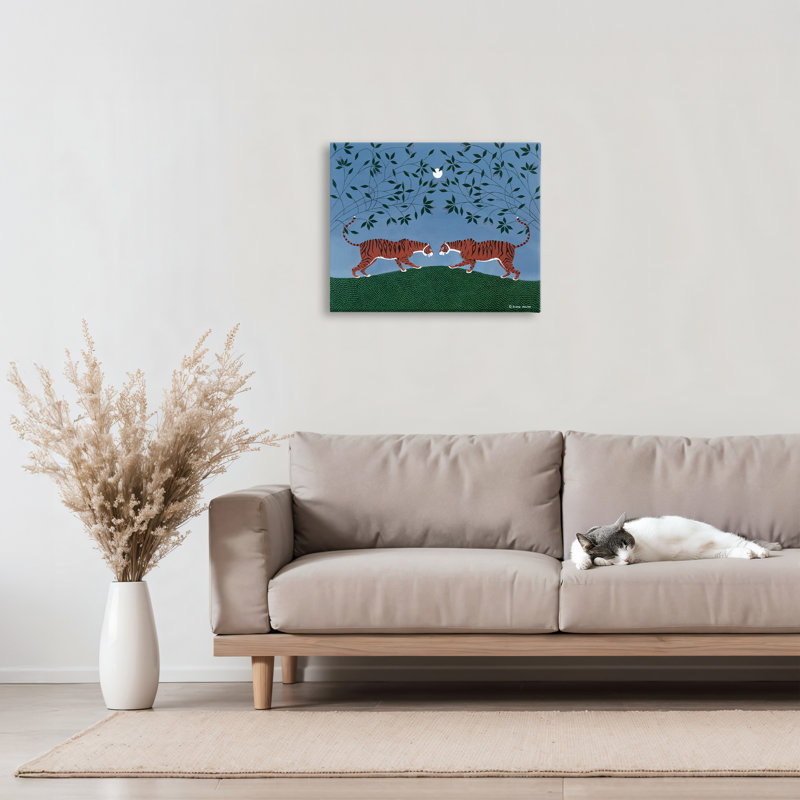 Toile Twilight Tigers Symmetry, conception par Susan Henke, H 16 po x l 20 po