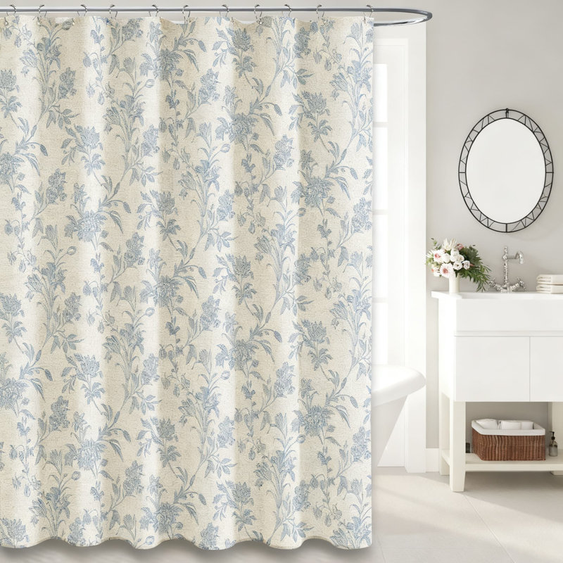 Rideau de douche Floral, Bleu