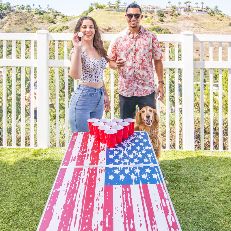 American Flag Folding Outdoor Beer Pong Table