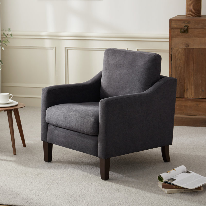 Fauteuil avec pieds en bois massif, Gris