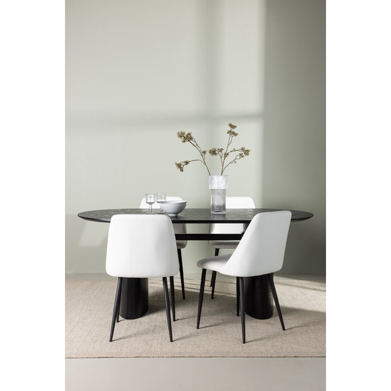 Mize 4 - Person Dining Set, Black, White, White