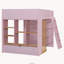 Lit mezzanine double en bois pleine grandeur, échelle et tablettes de rangement latérales multiples, chêne rose et naturel-1331053591-1331053608