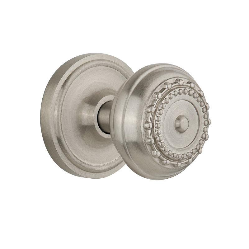 Classic Rosette with Meadows Door Knob, Satin Nickel