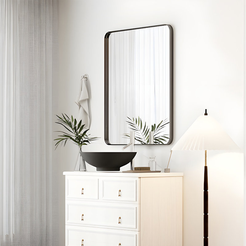 Sleek Rectangular Wall Mirror With Aluminum Frame - Versatile & Modern, 40" x 30"