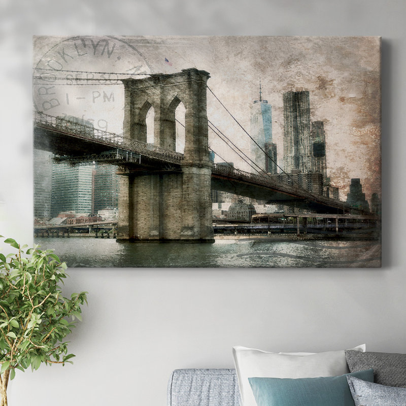 NY Brooklyn Bridge-Gallery, toile tendue, H 40 po x l 60 po