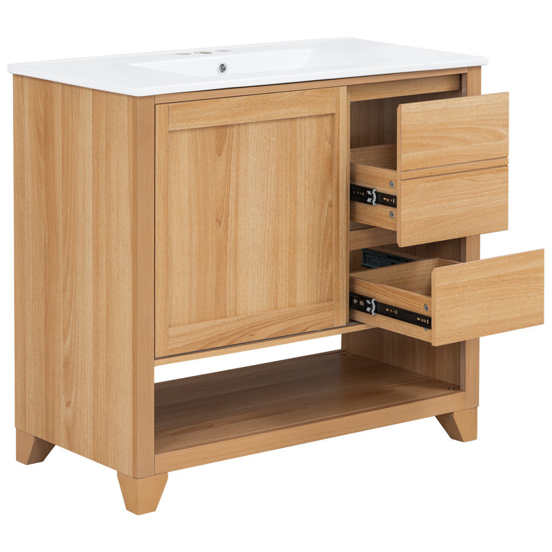 Meuble-lavabo moderne en bois rustique avec rangement