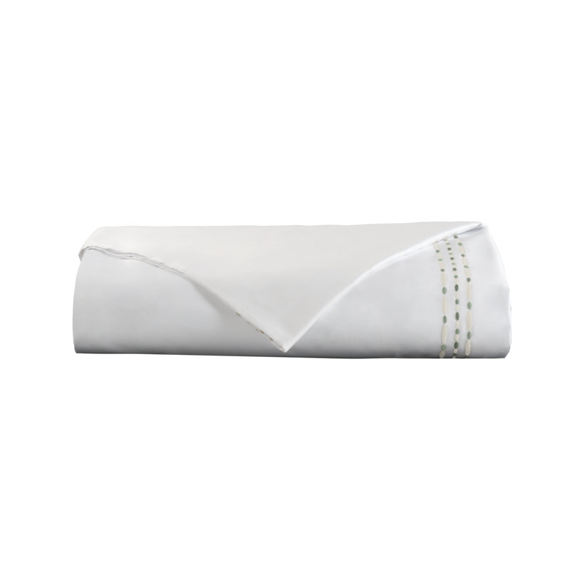 Sole Embroidery By DEA Sateen Duvet Cover, King Duvet Cover, White/Crystal Cove