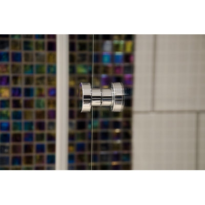 Round Glass Shower Knob "Spot" 1.18 inch Back To Back Door Knob in Polished Stainless
