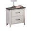 Table de chevet de couleur blanche 1pc Table de chevet en bois massif Noir 2 tiroirs avec plateau gris, finition deux tons