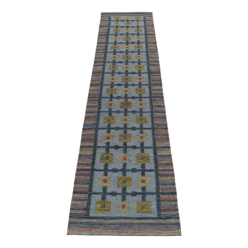 Scandinavian Wool Geometric Area Rug, Runner 3' x 8'