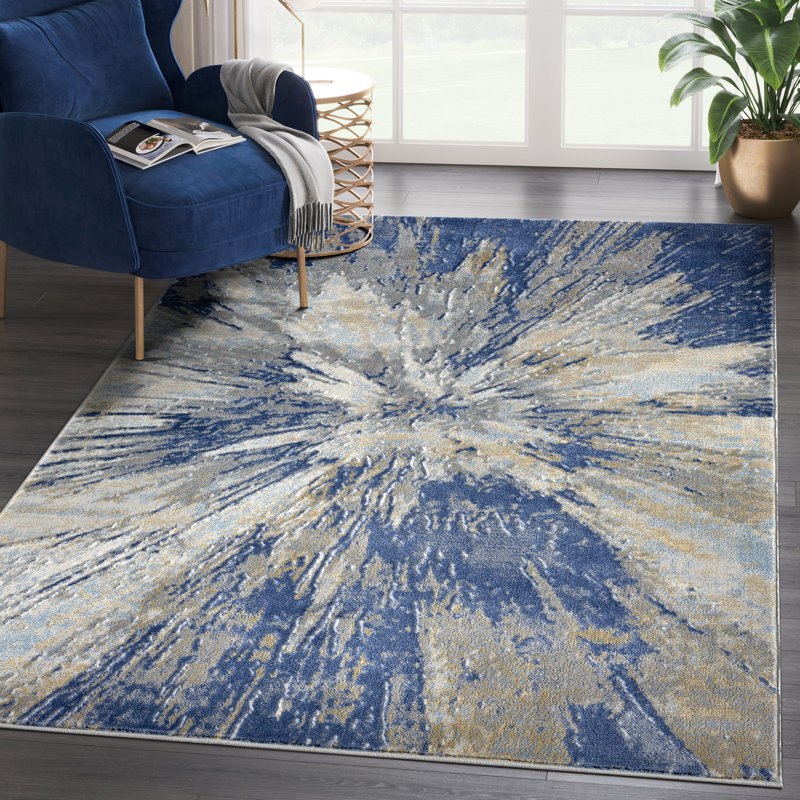Tapis gris à motif abstrait Abani Skelton Collection ATL190B, Rectangle 3 pi 10 po x 6 pi