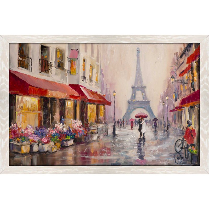 «Paris France», reproduction encadrée, H 21,5 po x l 27,5 po x P 0,75 po, Cadre crème délavé