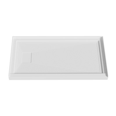 Base de douche en acrylique 60 po l 60 po x P 32 po à simple seuil blanc, bac de douche en alcôve pour salle de bain avec bonde centrale et couvercle de bonde