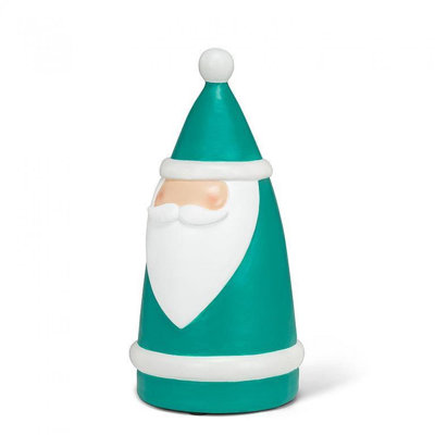 Figurine de père Noël turquoise et blanche en forme de cône