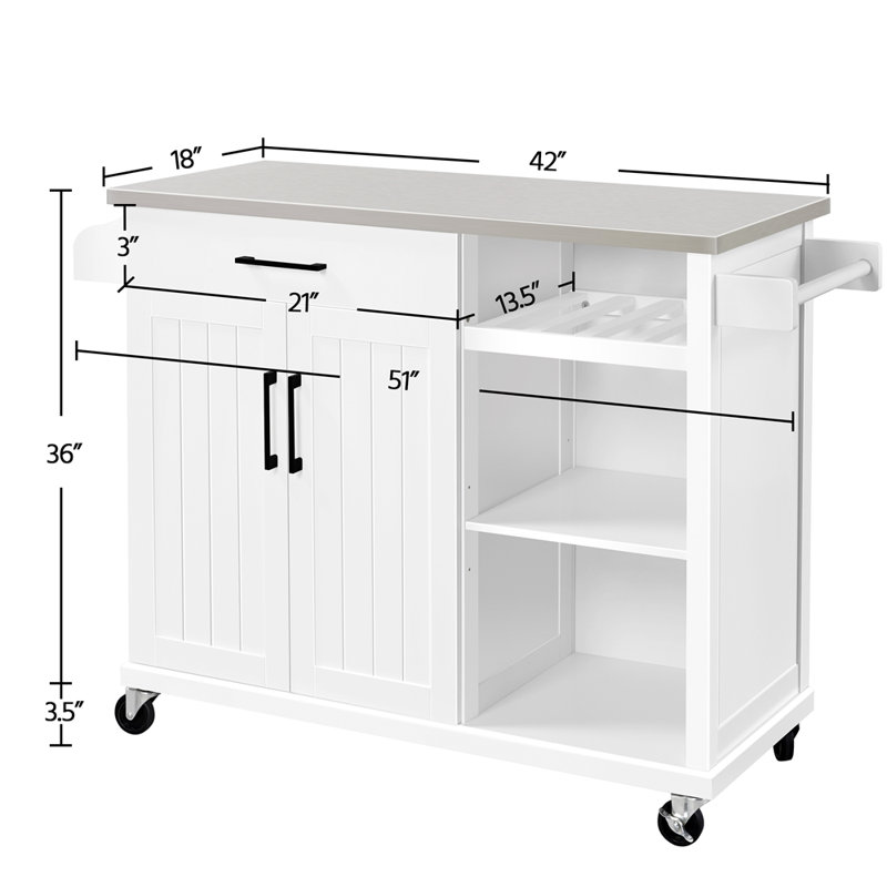 Freya Kitchen Island, White