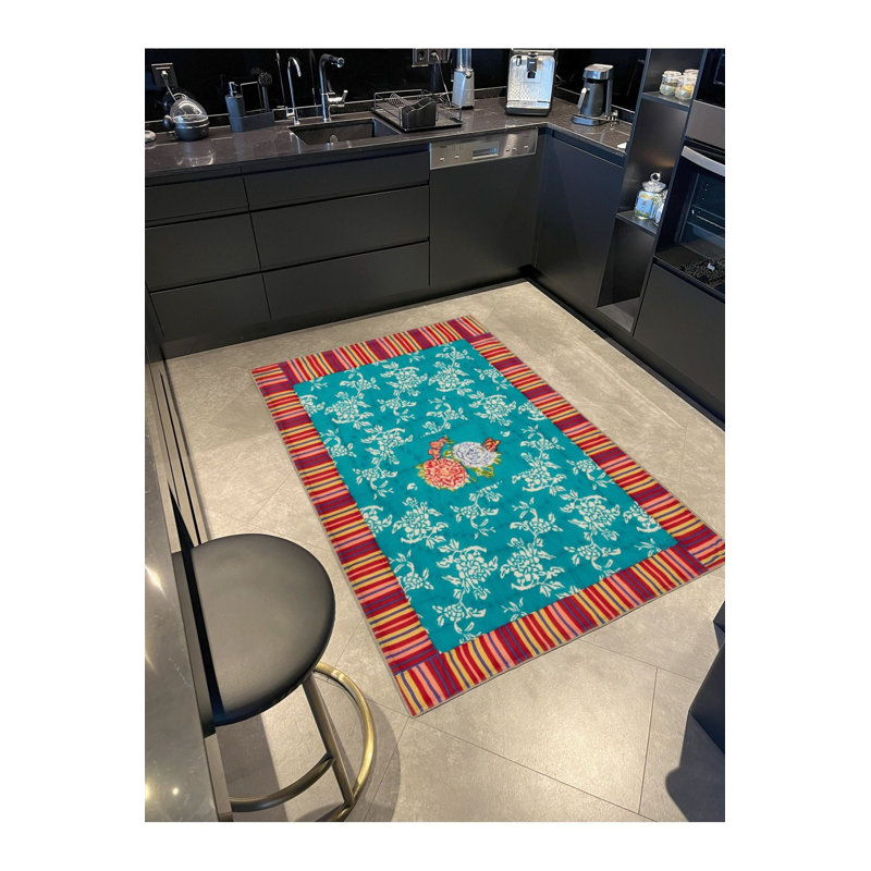 Tapis lavable en machine multicolore Central Rose, Sous-tapis carré 3 pi 3 po inclus