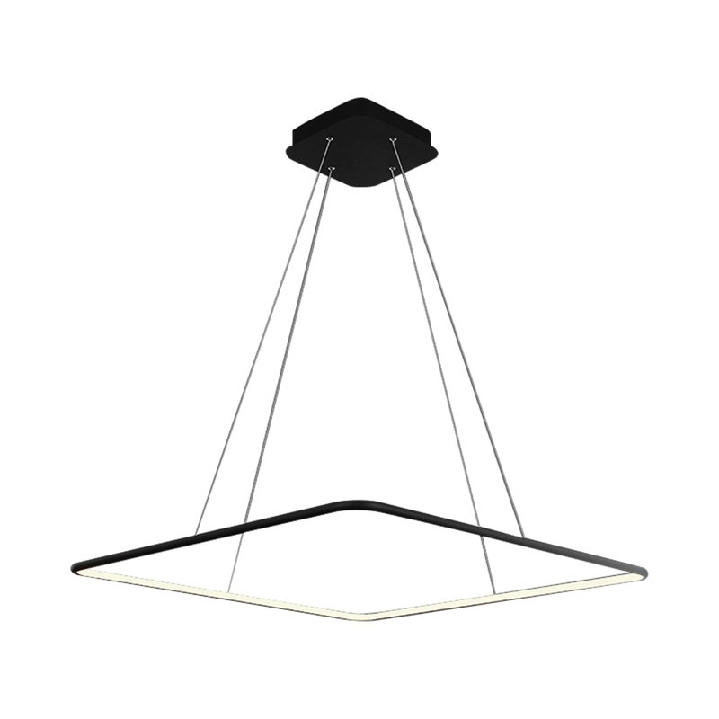 Bryand 1 - Light Black Square/Rectangle Pendant, Black