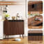 Meuble d'appoint de rangement à 2 portes de style milieu du siècle, 80 cm (31,5 po), fini grain de bois noyer