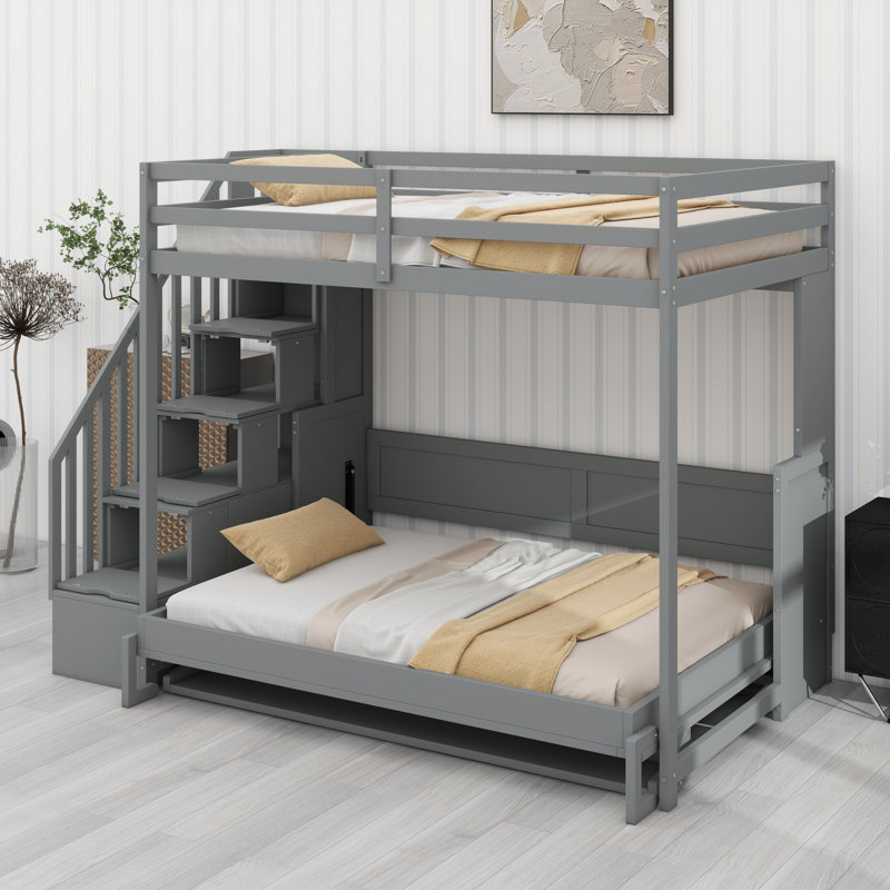 Système de lit mezzanine moderne avec bureau intégré et technologie Easy-Lift