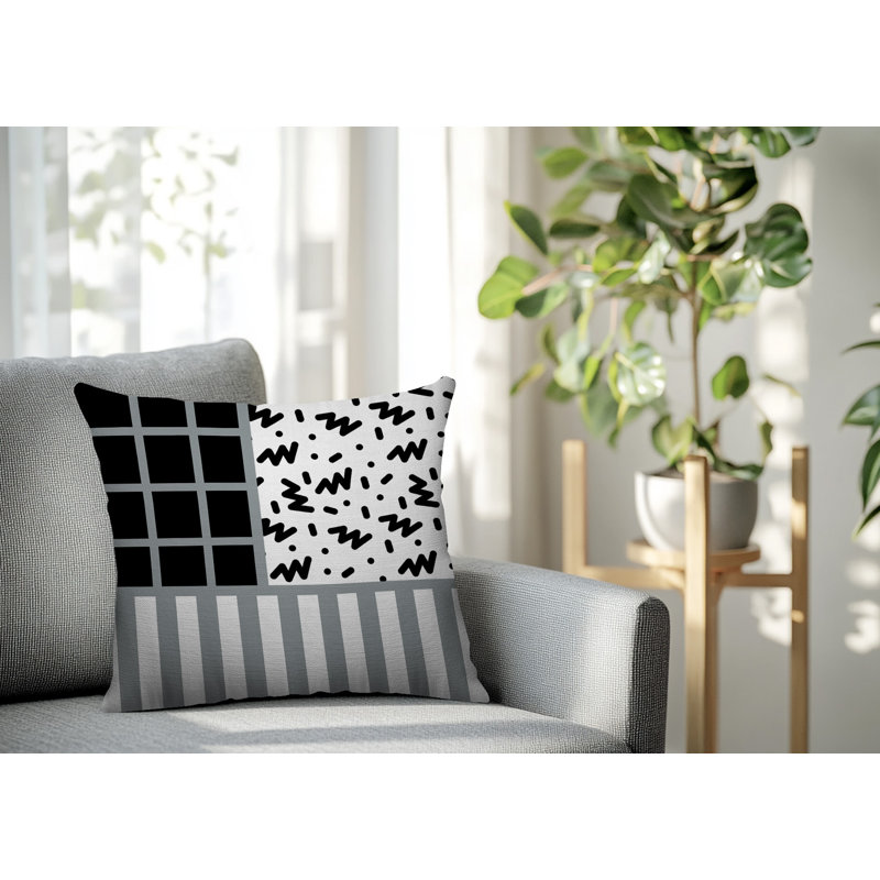 Oreiller carré réversible intérieur / extérieur Froza, Gris, Carré 18 po