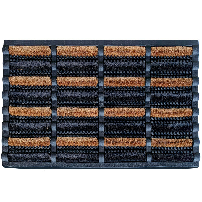 Tapis d'entrée / extérieur antidérapant Cadee, L 29,5 po x L 17,5 po, Bleu