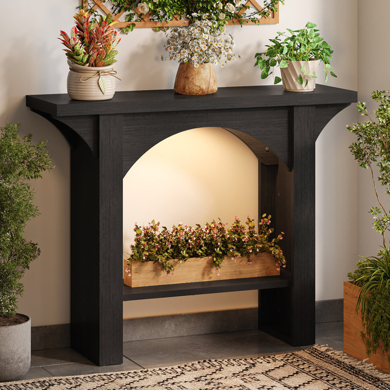 Modern 39" Wooden Console Table with Tape Lights