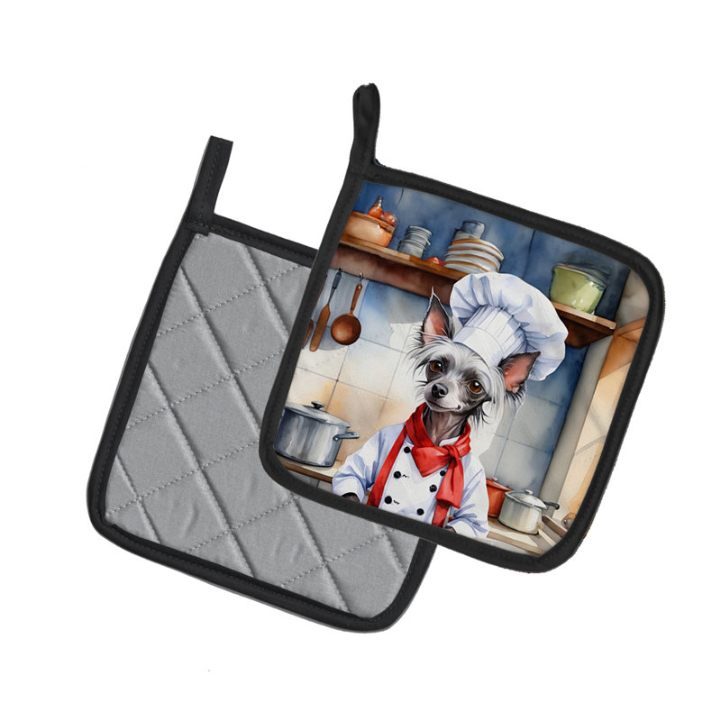 Caroline's Treasures The Dog Chef Polyester Potholder Set