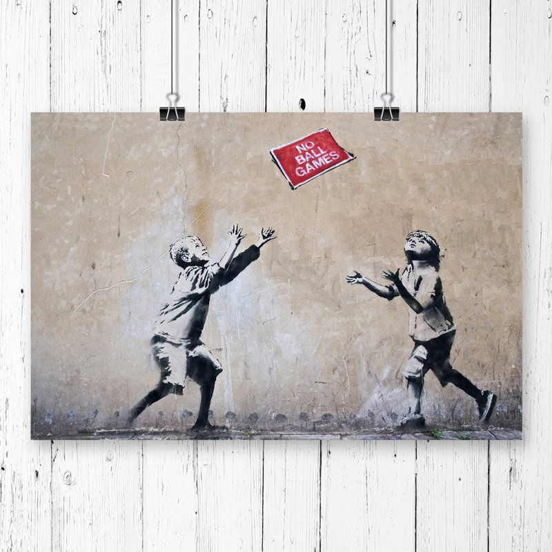 Banksy No Ball Games Graffiti Wall Art - Frameless Print - Framed Print, 59.4cm H x 84.1cm W