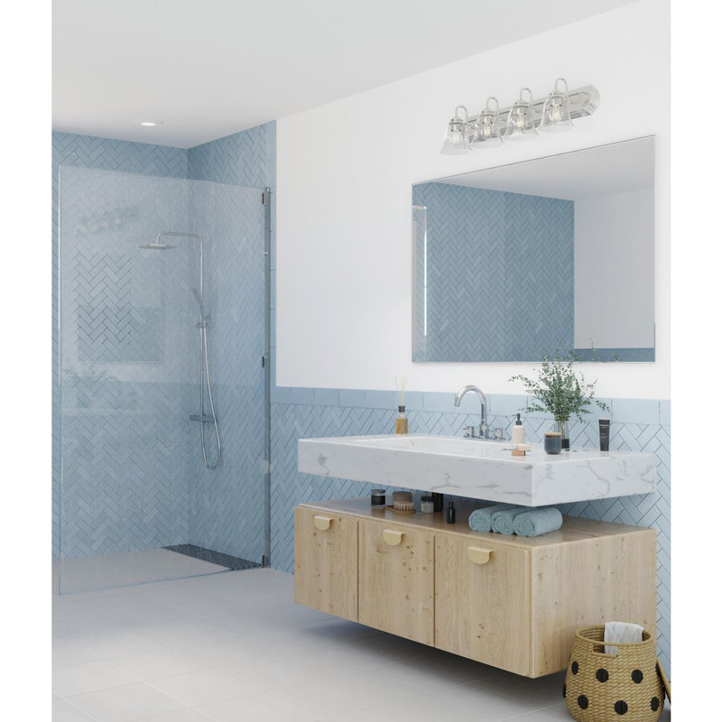 Éclairage pour meuble-lavabo transitionnel 4 lumières, Argent