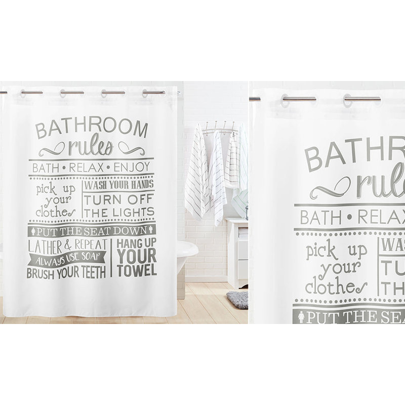 Bathroom Rules Polyester Shower Curtain