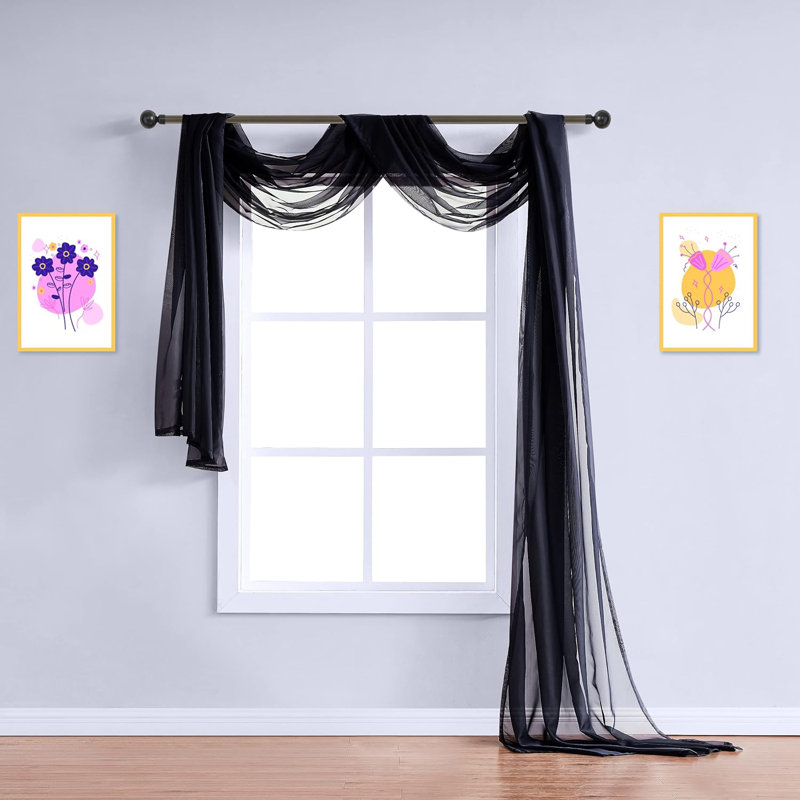  Rideaux à baldaquin en polyester, Très grand, Noir, noir, noir, noir