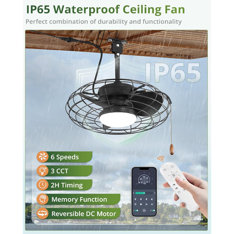 Outdoor Ceiling Fans With Light For Patios,Waterproof Gazebo Fan...