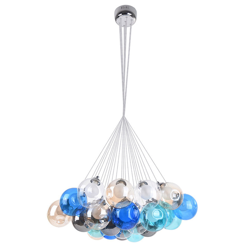 Modern Colored Glass Bubble Balls Chandelier, 86.61" H x 28.35" W x 28.35" D