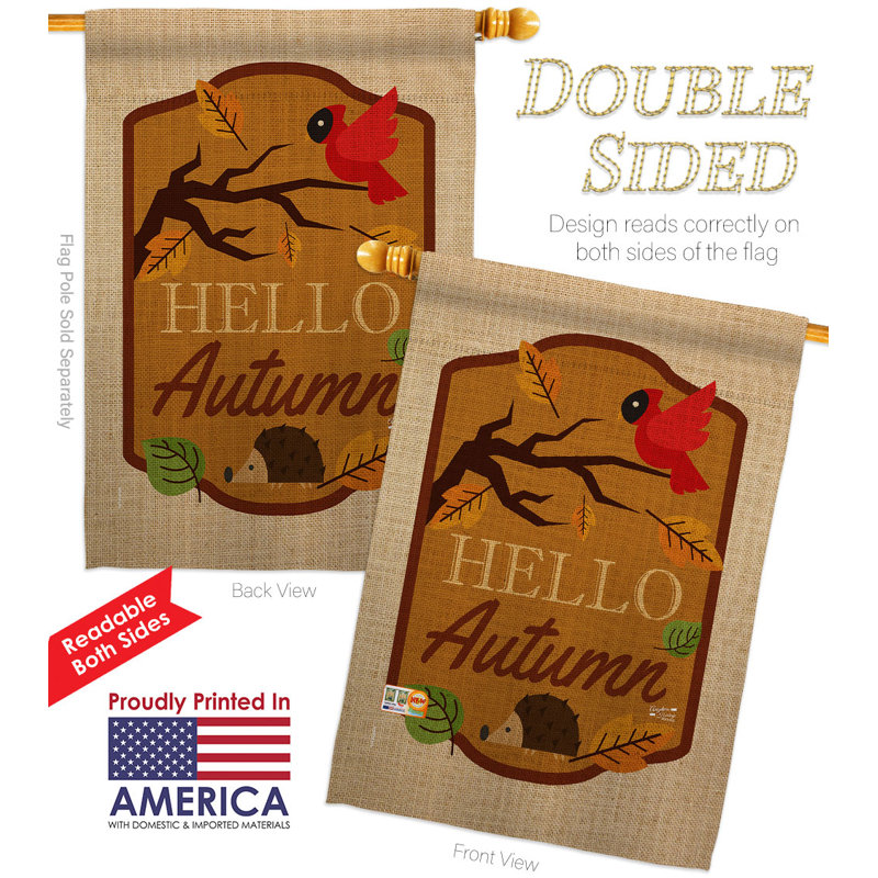 Drapeau de maison en polyester 40 x 28 po Hello Autumn
