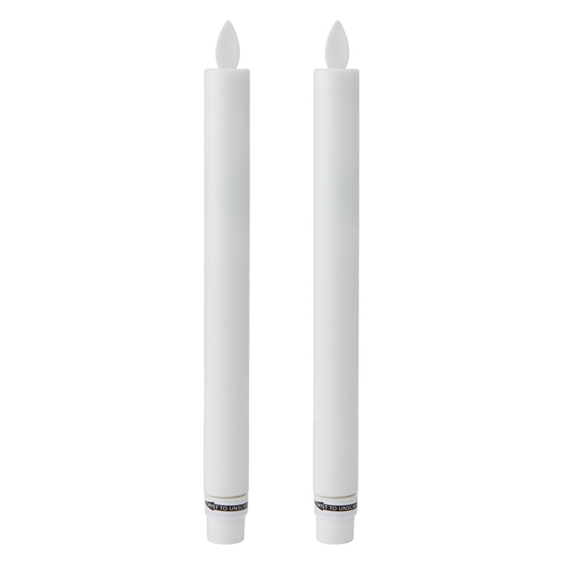 Set of 2 Realistic LED Flame Technology Wax Taper with Blow Out Feature, 10 Inch