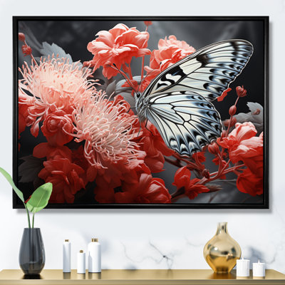 «Red Grey Butterfly Haven I», reproduction d'art sur toile