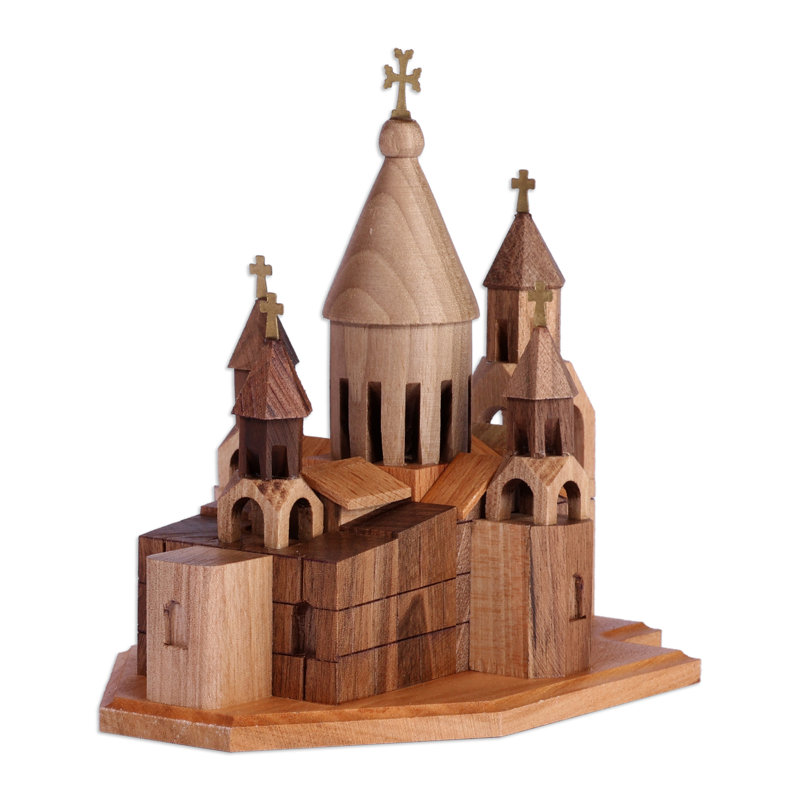 Gracie Oaks Handmade Etchmiadzin Cathedral Wood Sculpture