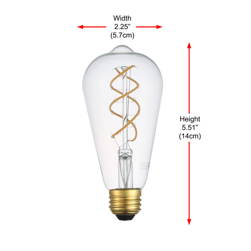 6 watts (40 watts équivalent), ampoule à del st18, ampoule à intensité variable, blanc chaud (3000k) e26/moyen (standard) base