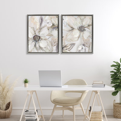 Ensemble de cadres flottants 2 pièces Sandstone Tinted Blooms, design par Carol Robinson