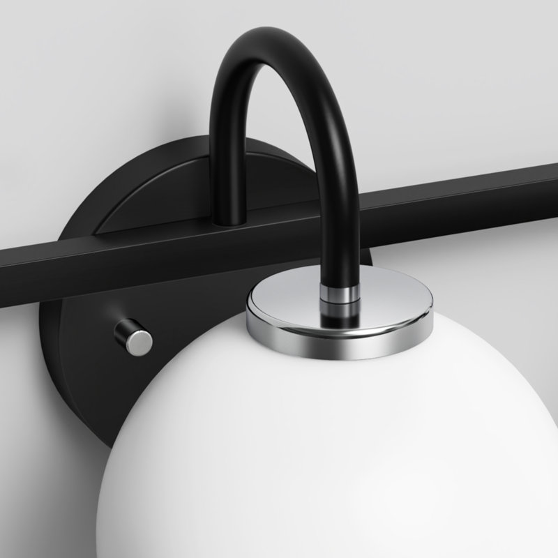 Cantara Modern 3-Light Black Vanity Fixture With Milk White Globe Shades