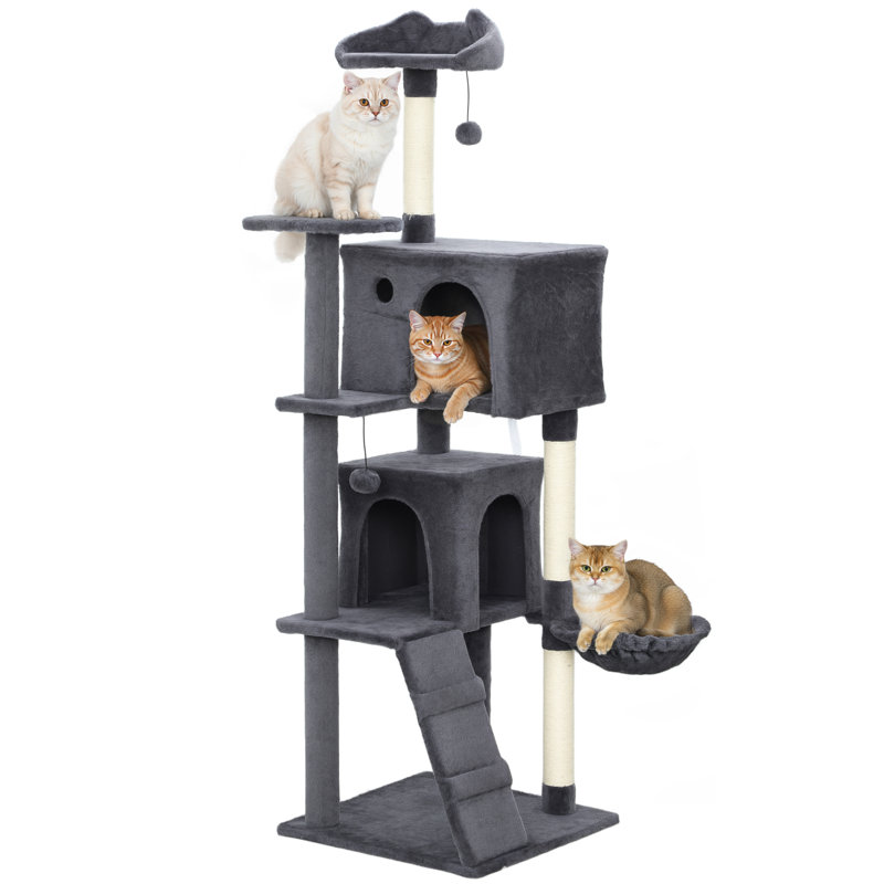 Cat Tree, Cream, 160cm H x 48cm W x 48cm D