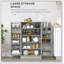 Armoire de rangement pour garde-manger autoportante de 41 pouces avec 12 tablettes de porte, portes doubles, étagères à 5 niveaux et tablettes réglables, gris papier-307500818