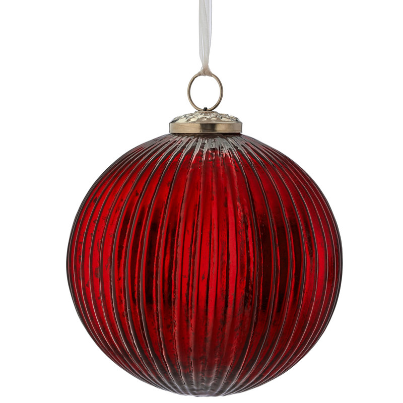 Ornement boule en verre strié 6 "