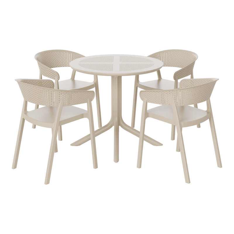 Ensemble repas extérieur pour 4 personnes, Beige